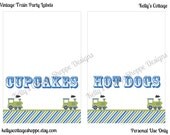 Instant Download, Printable Vintage Train Birthday Party Labels.... Food Tags, Place Cards, Party Signs Il_170x135
