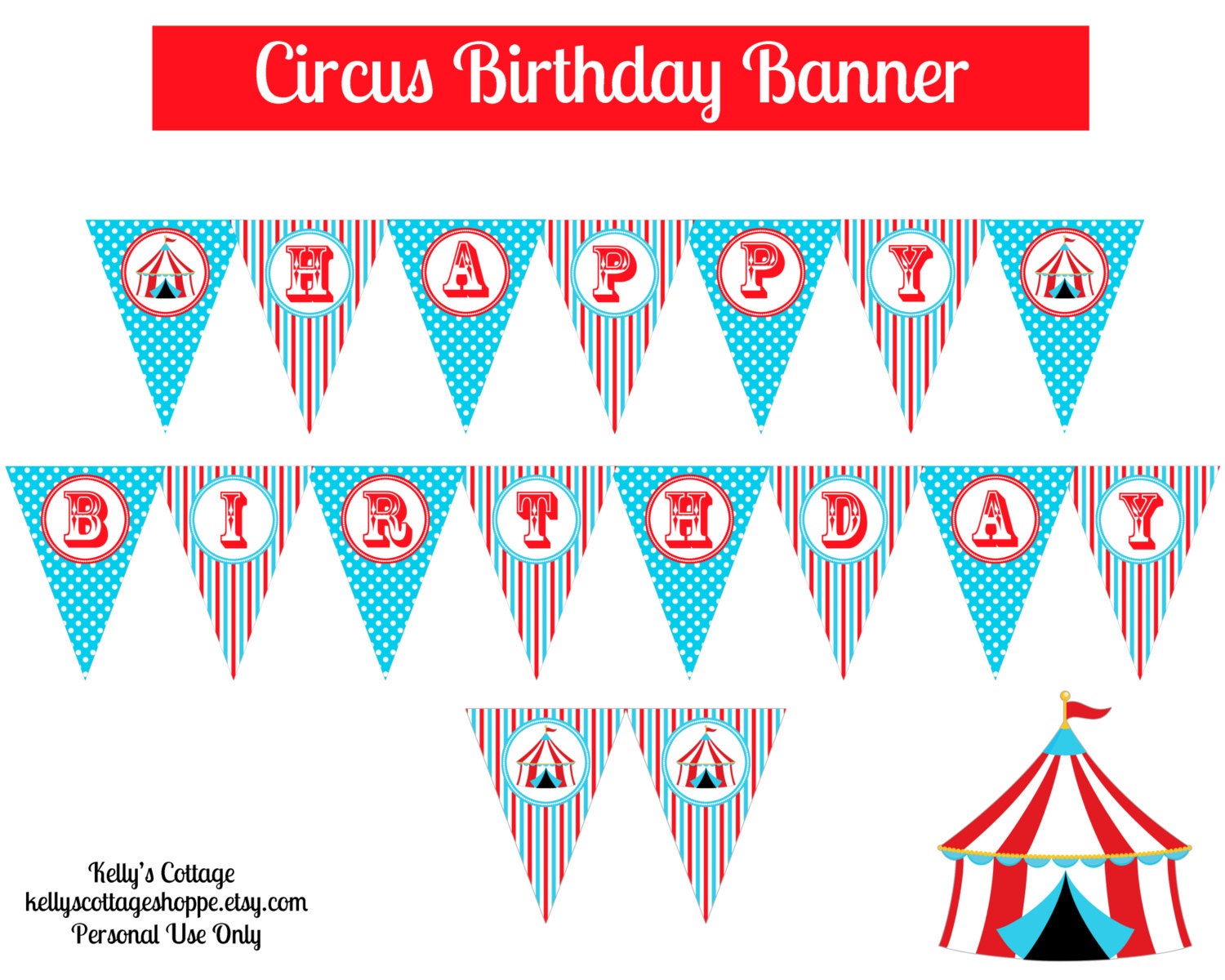 Instant Download, Printable Circus Birthday Banner Il_570xn