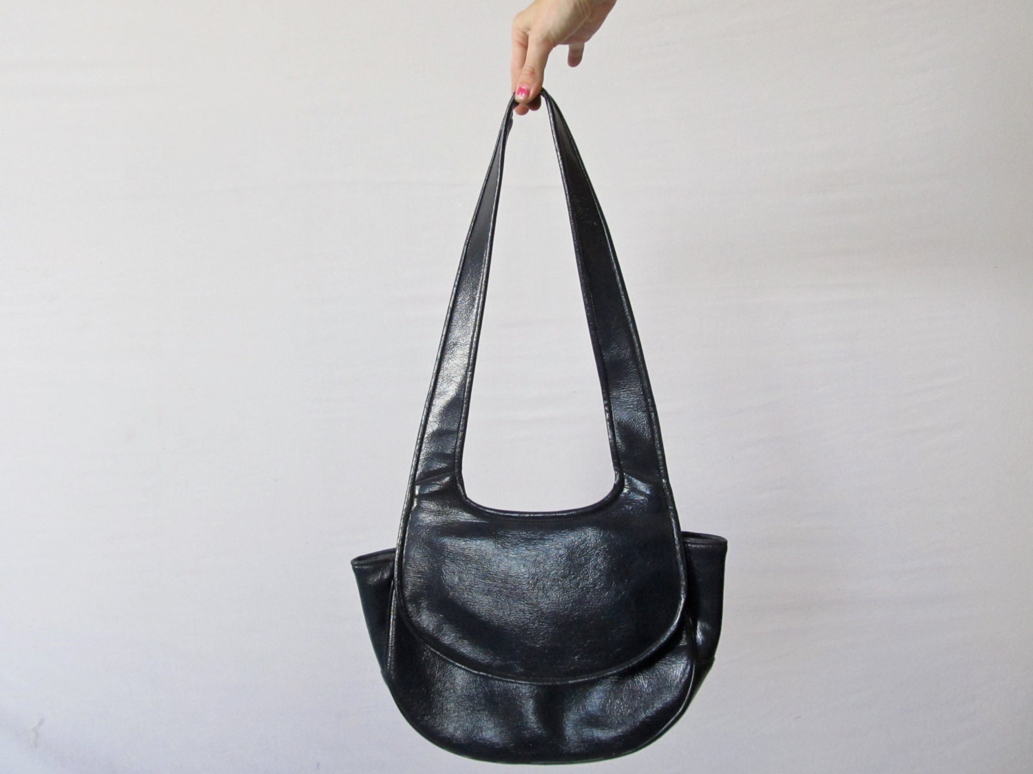 Vintage 1960s Midnight Blue Patent Leather Saks Fifth Avenue Bag