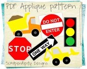 Construction Applique Pattern Bundle - 6 Applique Templates / Dump Truck Shirt / Baby Nursery Quilt / Cute Baby Clothes / Boy Wall Hanging D