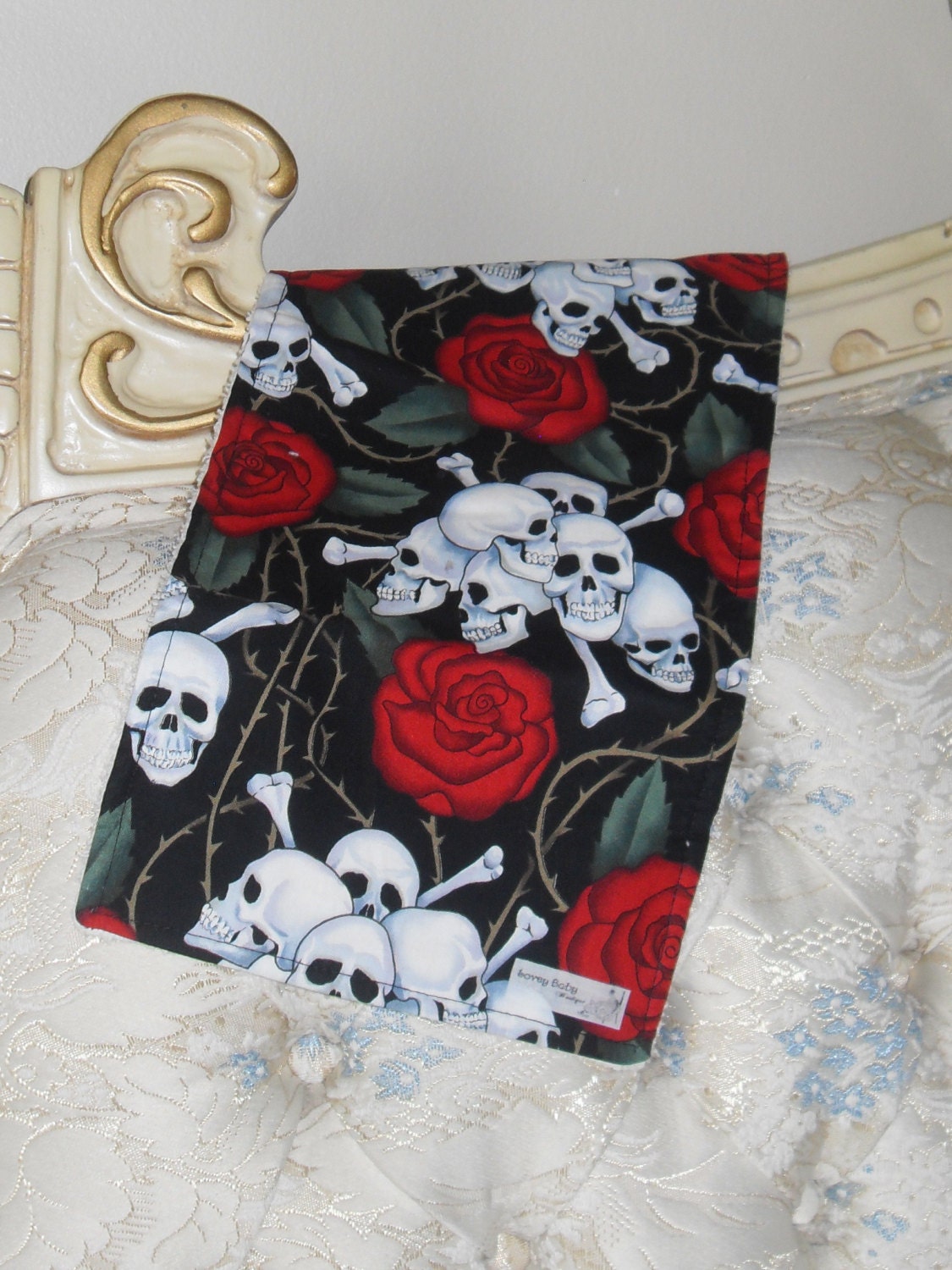 Skulls and Roses Burp cloth