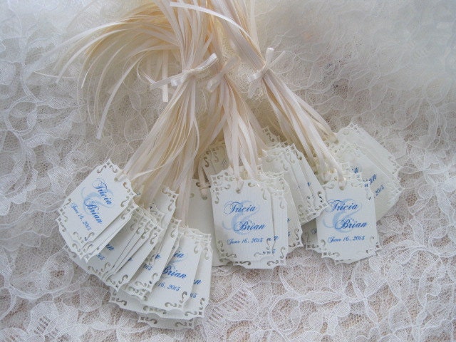 Gift Favor Tags Linen Textured Lace Scalloped