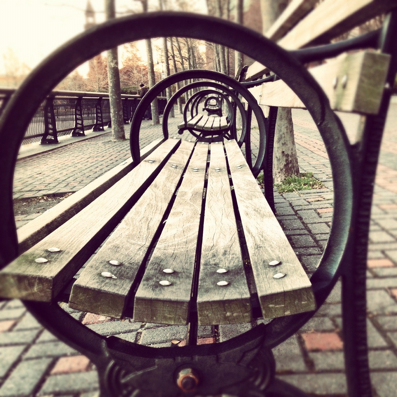 Fine Art Photography, Modern Wall Art Print, New York City Print, Wooden Bench, 8x8 Print - jessicareisspix