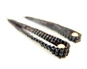 Black Beaded Earrings, Tassel Loop Earrings, Champagne Pearl Earrings, Elegant Earrings, OOAK Handmade by JeannieRichard