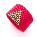 Beaded Red Ring, Red Ring Band, Gold Triangle Ring, Gold Arrow Ring, Geometric Ring, Bold Statement Ring, OOAK by JeannieRichard