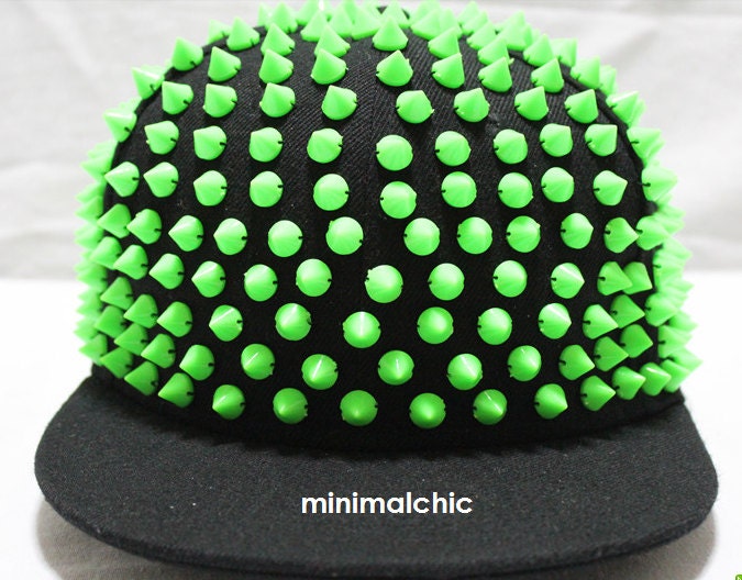 Made to order - Stud hat - Neon Green stud on black hat