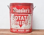 Large Chips Wheelers Potato Metal Tin with Handles Trash Can