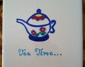 Tea Time 6x6 Tile Trivet Hand Illustrated