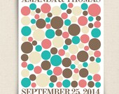 Wedding Guest Book Alternative - Radiah Multi Guest Book- Peachwik Signature Guestbook Print - 100 guest sign in - Retro Circles Guestbook