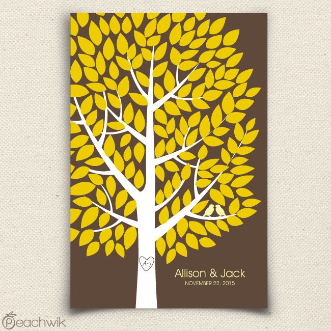 Wedding Guest Book Alternative - The Wishwik Tree - A Peachwik Interactive Art Print - 150 guest sign in