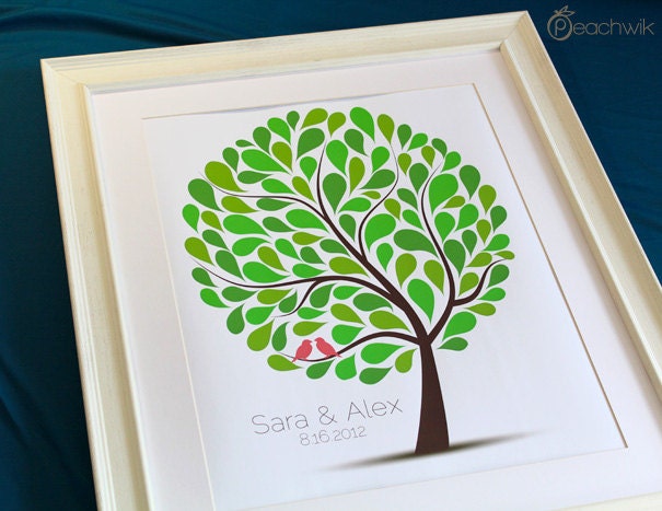 Unique Wedding Guest Book - The Spotwik - A Peachwik Interactive Art Print - 100 guest sign in - Modern Confetti Tree Guestbook