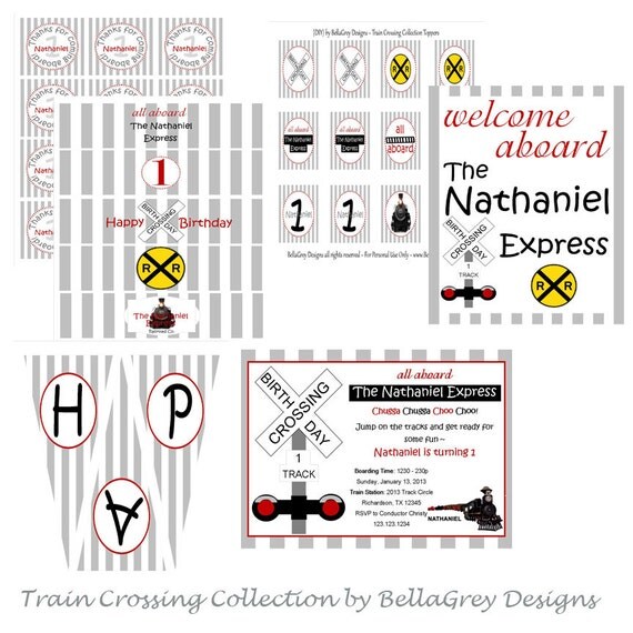 Train Birthday Party Crossing Party Favor Tags CUSTOM Il_570xn