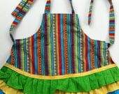 Girls Striped Ruffle Apron (sizes 3-4  &  5-6)