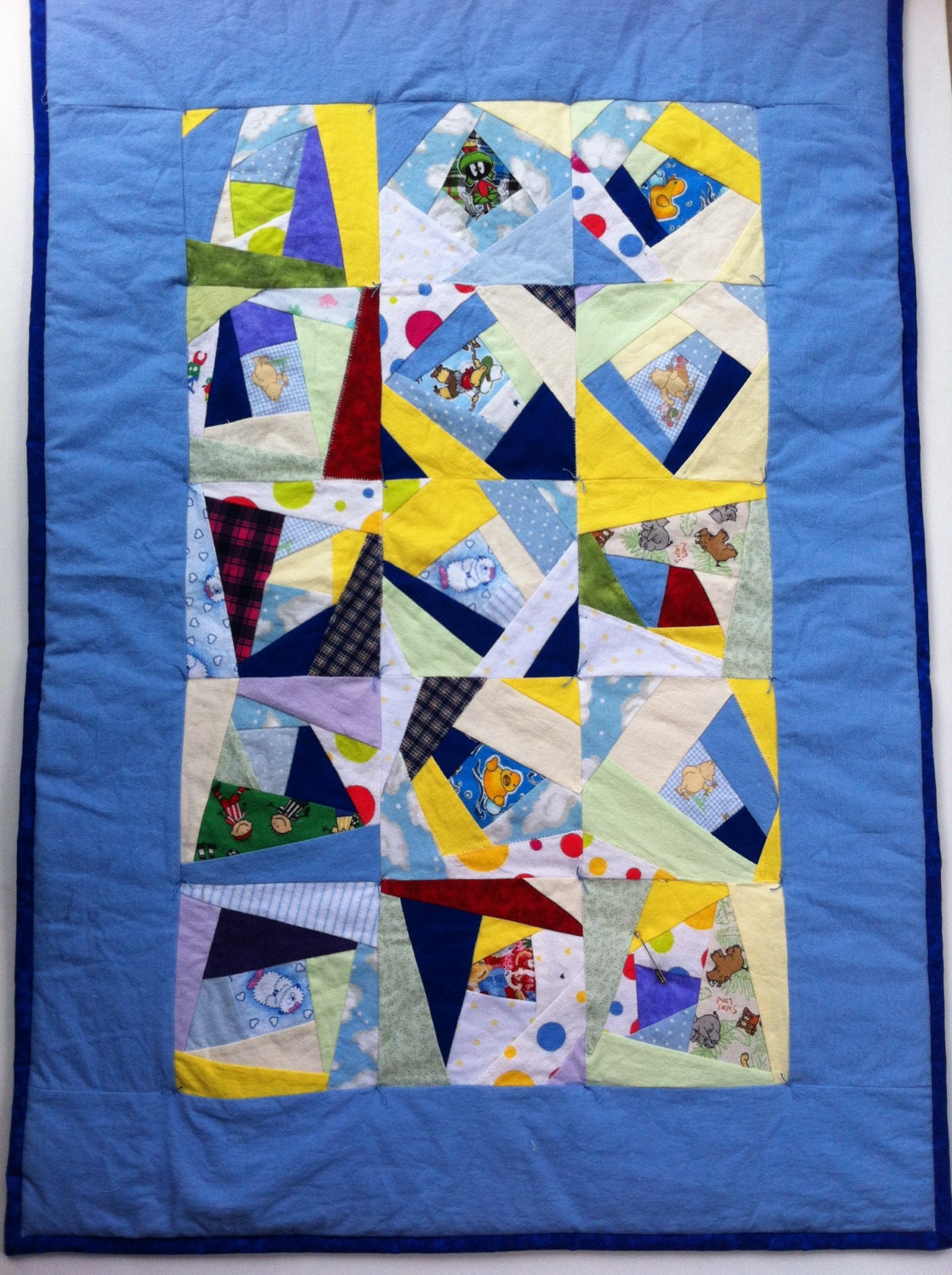 Babies  Toddlers Flannel Crazy Quilt Blanket   46" x 32"