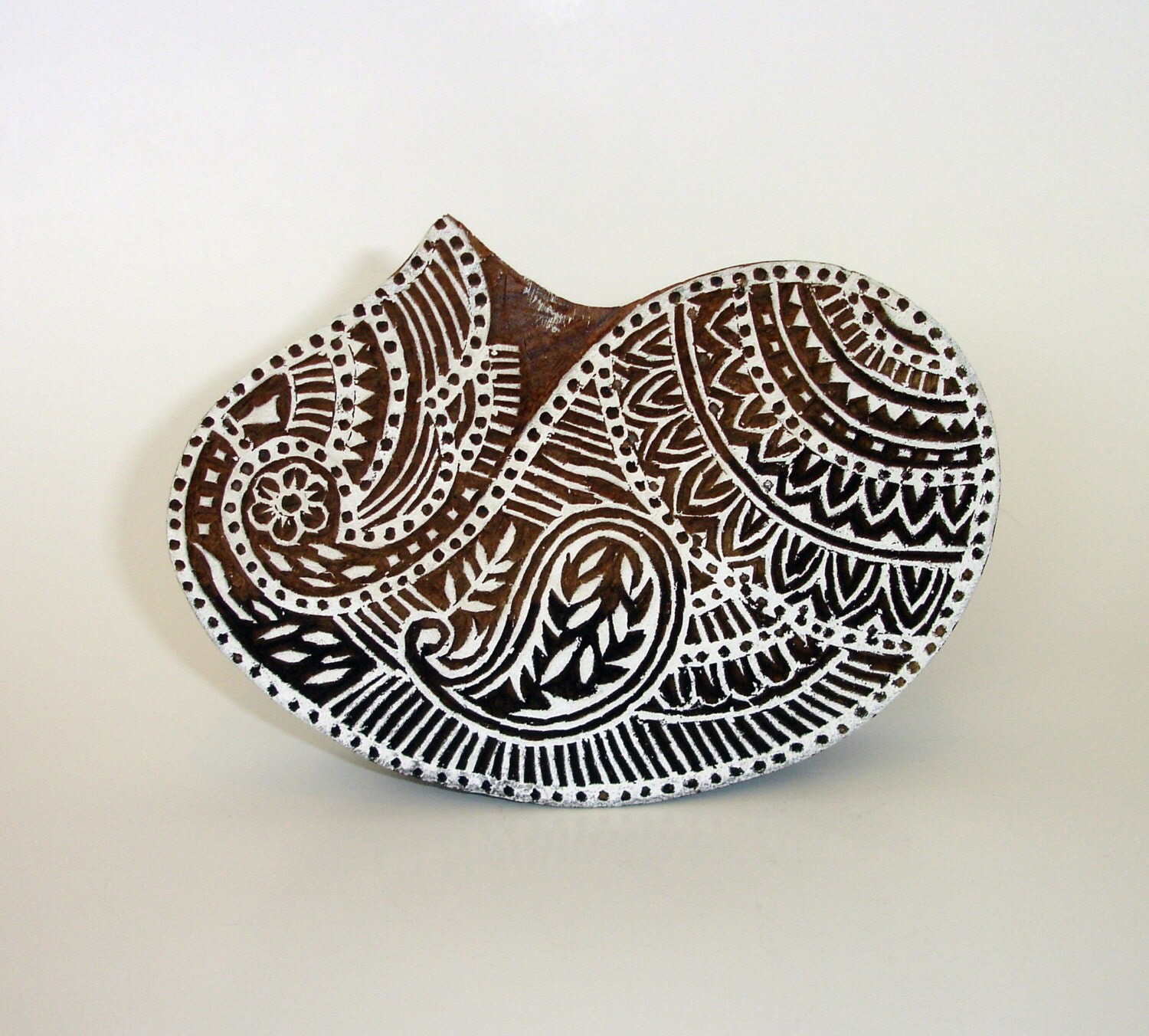 Paisley Stamp Hand Carved Wood Stamp Large Handmade by DelhiDaze