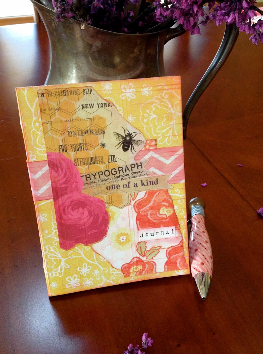 Slim Line Journal:  Spring in Honey Yellow and Rose