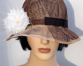 Retro hat brown sinamay cloche, 1920s inspired hat, art deco fashion, vintage inspired, 20s accessory, wedding hat