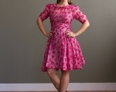 1940s Style Pink Ribbon Dress