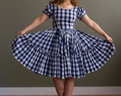1950s Dress Gingham dress with full skirt- M