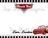 Cars Themed Thank You Card- Printable