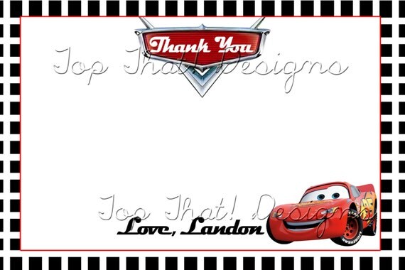 Items similar to Cars Themed Thank You Card Printable on Etsy