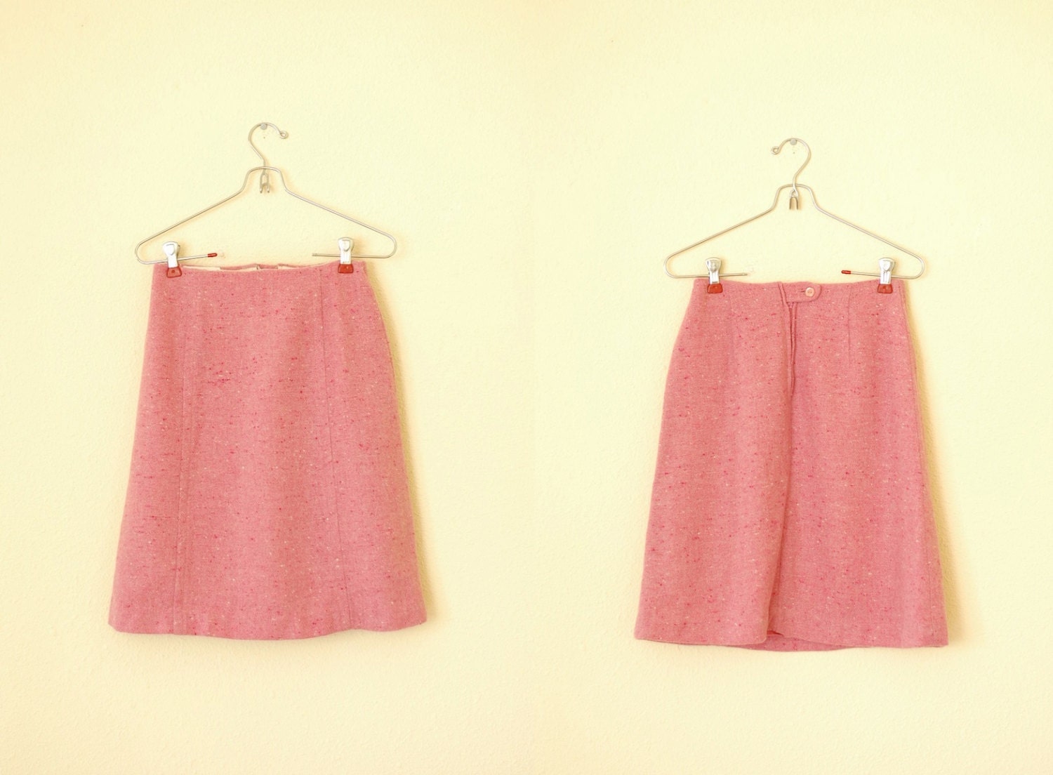 vintage wool skirt / pink wool pencil skirt / size xs s small