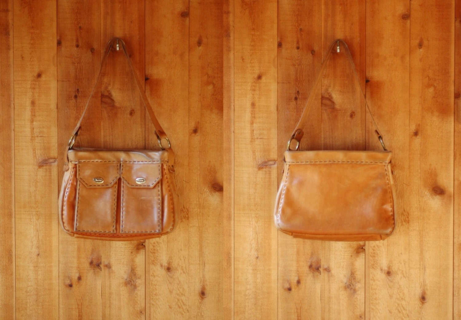 vintage 1970s large brown leather purse