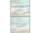 Painting Acrylic Original, Diptych Sea Cliff Walk Abstract Seascape  12 x 12 (2)