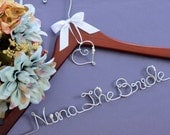 SALE Wedding Hanger for Bridal Party, Wedding Gift, Name Hanger, Monogram Hanger, Charm, Pearls, Wedding Party Gift, Shower Gift
