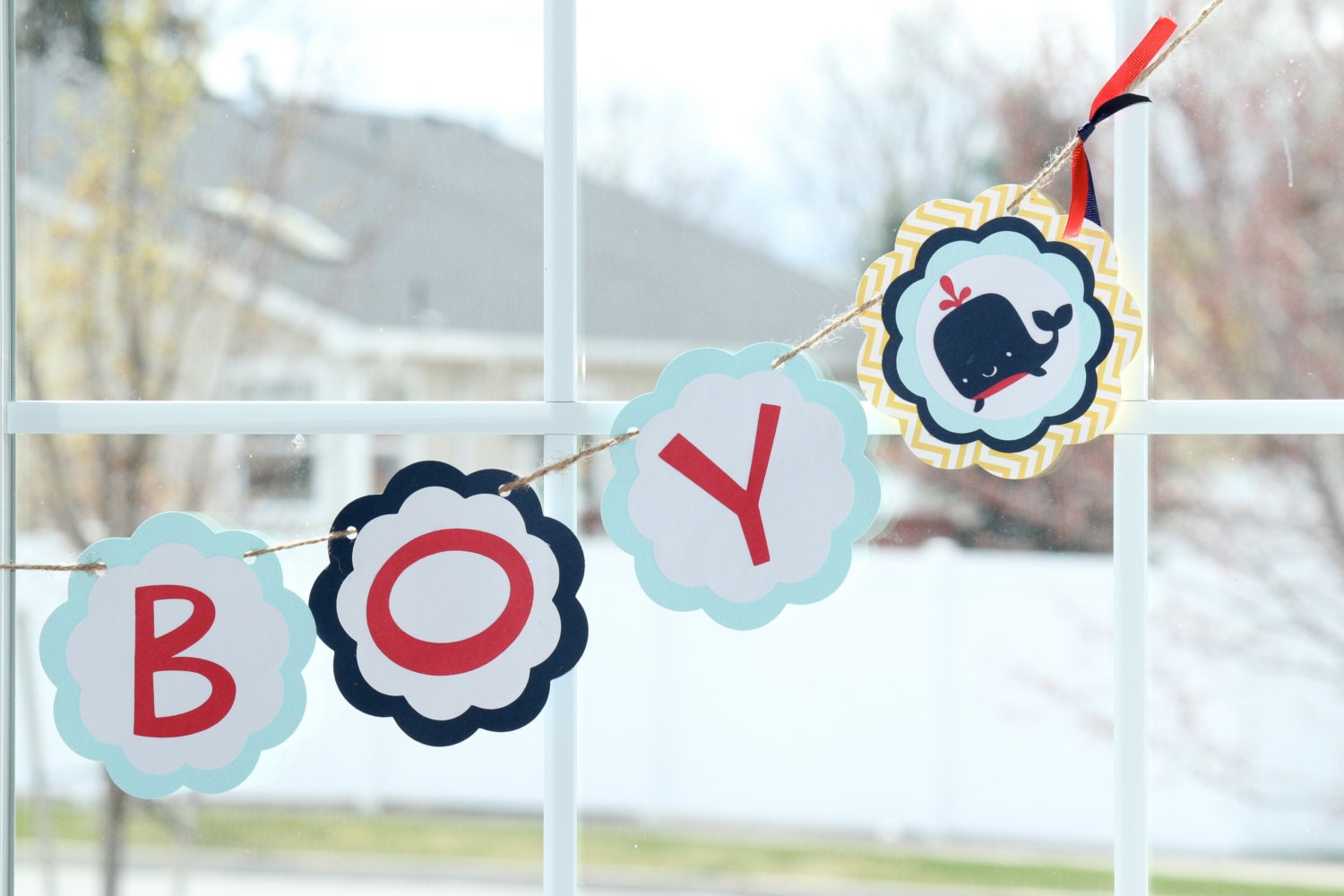 Sea Whale Baby Shower, Birthday, Chevron, Banner, Sea Creature, Its a Boy