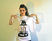 Fashion designer  tshirt with my original drawing " She the dreamer" , printed in  silkscreen technique