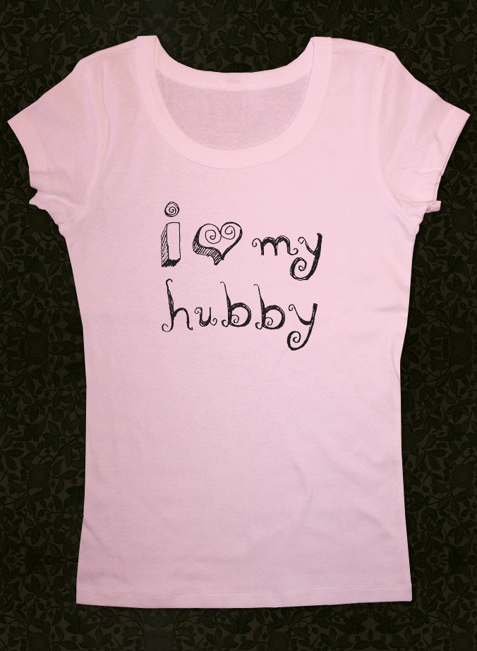 I heart love my hubby - Women's Short Sleeve Scoop Neck Cotton T-Shirt Contoured Fit