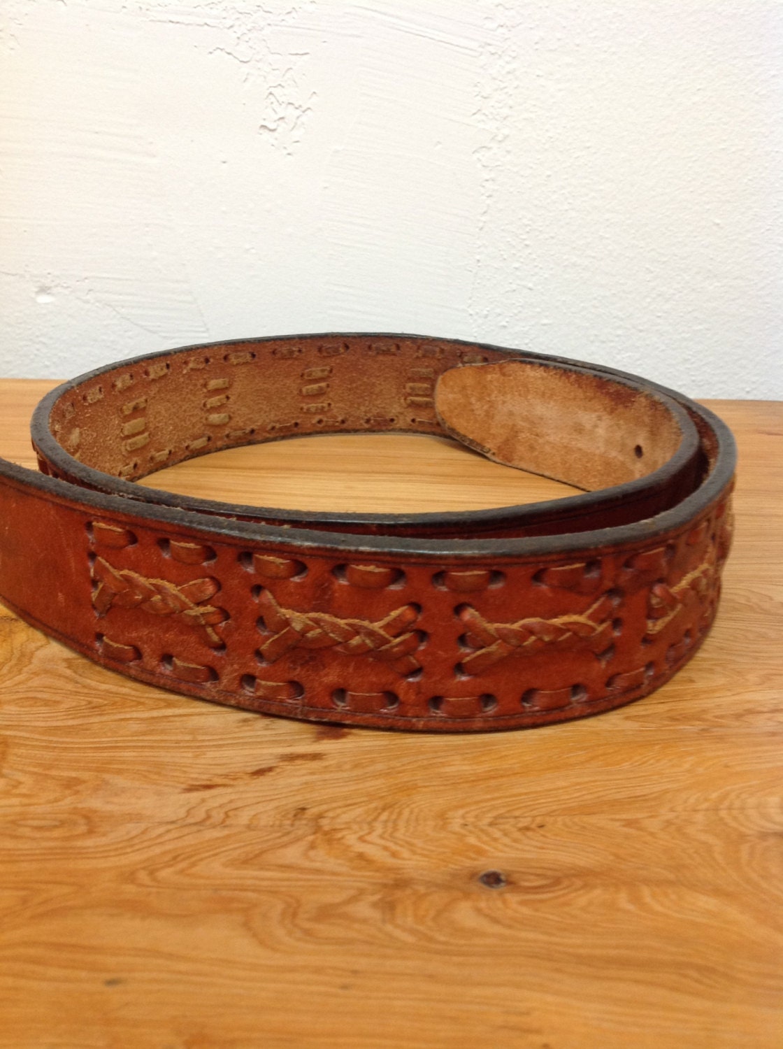 Vintage Western laced leather belt