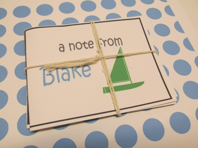Nautical  Stationery for Kids or Adults - Personalized Note Cards - Set of 10 With Envelopes