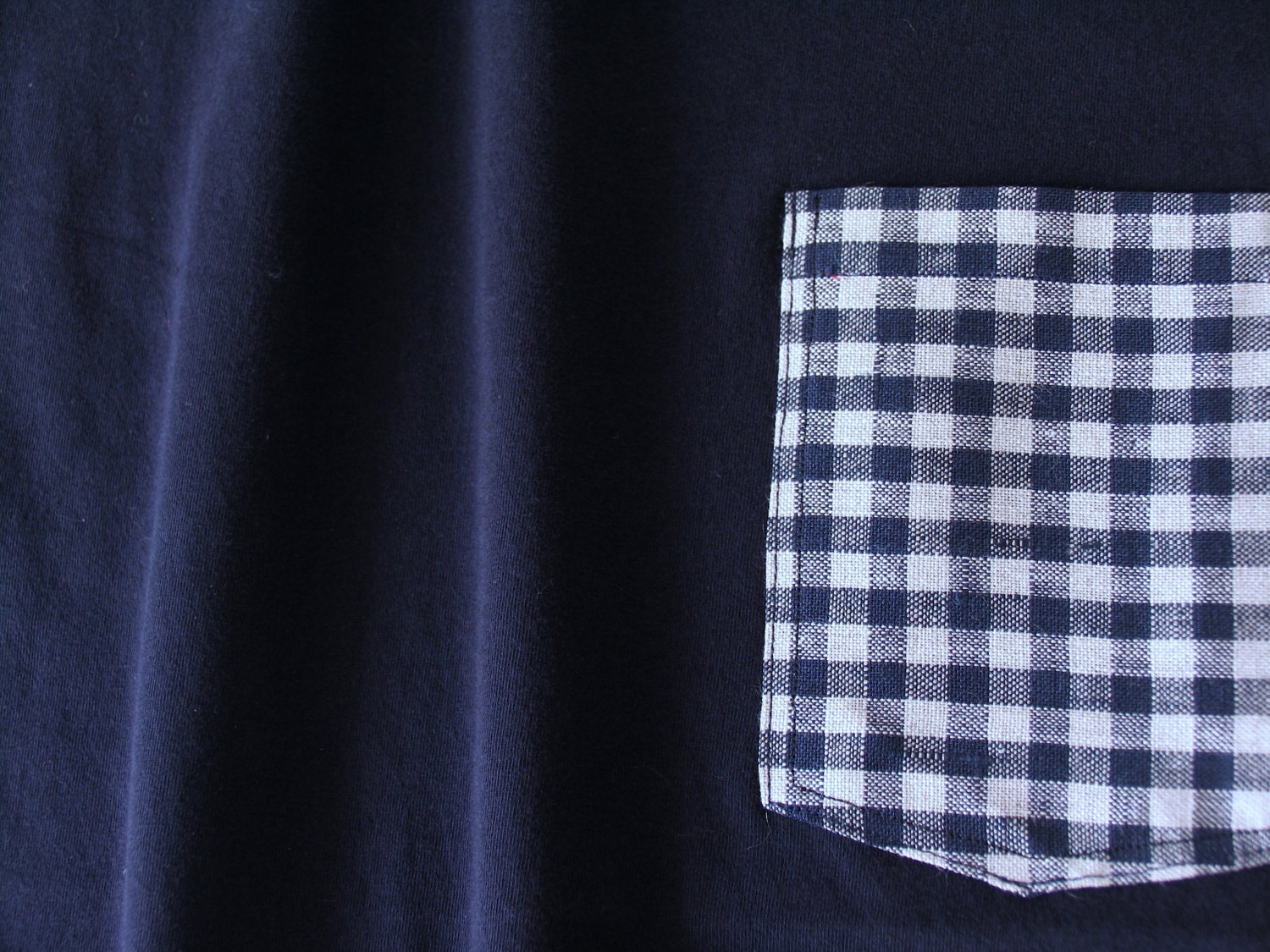 ORGANIC COTTON Men's T-SHIRT, plaid linen pocket, ethical fashion, fair trade