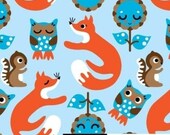 FOX es and OWLs  Organic Cotton Jersey  very sweet 1 Metre ( 39,4 inch) NEW