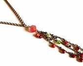 Spring Tassel Pendant Necklace, Vintage Glass and Chain