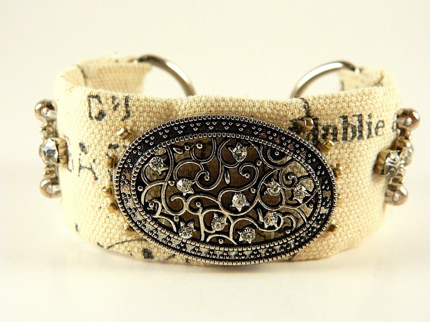 S A L E Handmade One of a Kind Material beaded bracelet