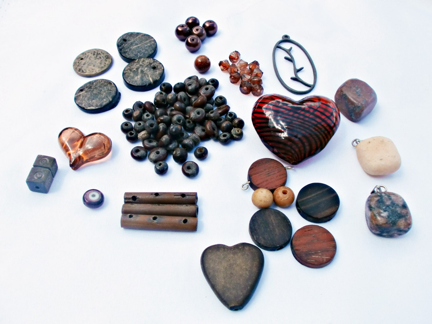 Brown Beads Destash (Wood, Plastic, Cocounut, Natural Beads, Stones)