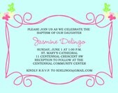 Custom Christening Baptism Baby Girl Invitation - DIY Printable Party Digital Invite