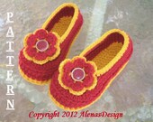 PDF Instant Download - Crochet Pattern 068 - Childrens Slippers - Amy ( includes six sizes)