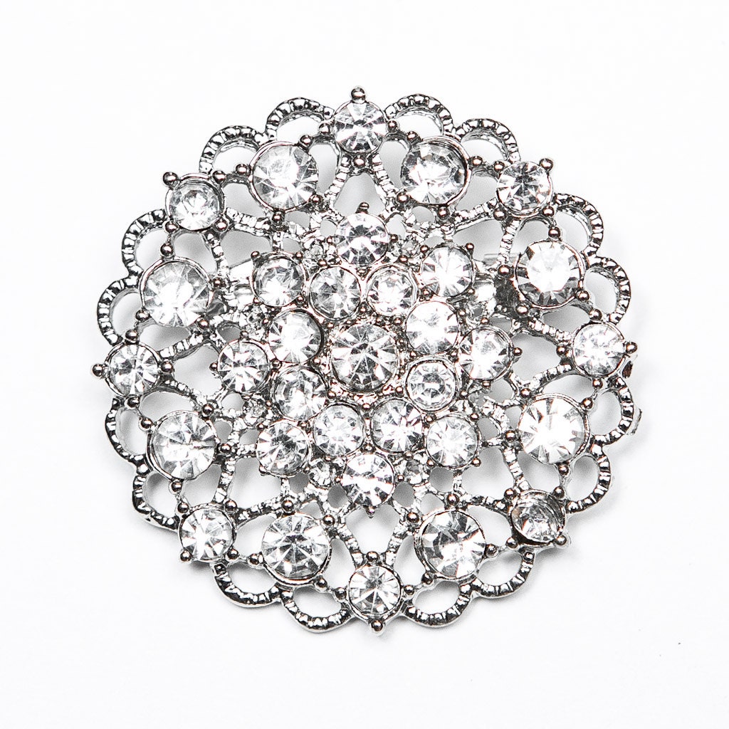 1 PC Wedding Rhinestone Brooch Component 1.5" x 1.5", Invitations, Napkin Ring, Bouquets, Accessories