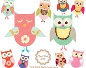Owls SET - 03 (6 inch) Clip Art - bird
