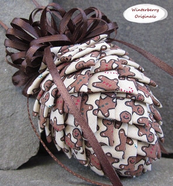 Pierced Fabric Pinecone Ornament - Gingerbread Men