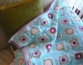 Crochet  Afghan Granny Squares Blanket Throw Spring Blossoms Kidston Colours