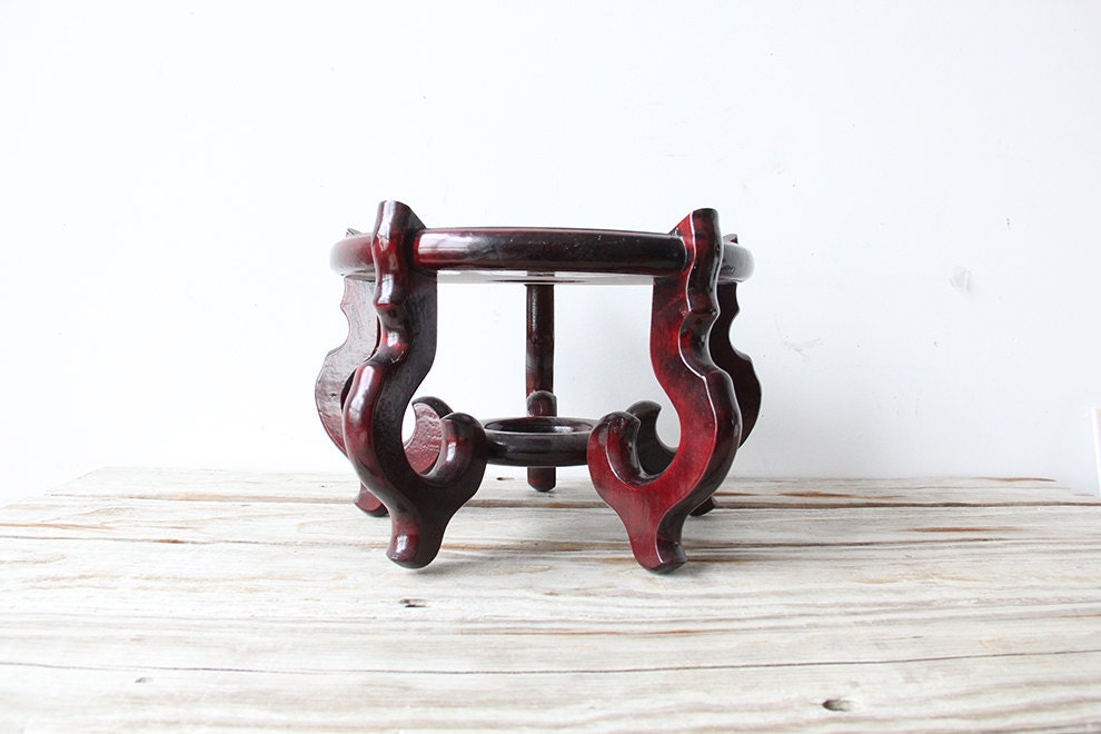 Wood Chinoiserie Plant Stand