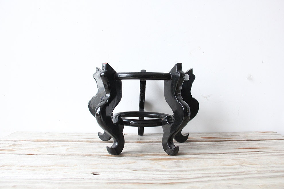 Wood Chinoiserie Plant Stand