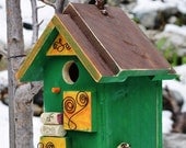 Birdhouse Handmade Wood Designer Birdhouses Recycled Wine Corks Functional Decorative Bird House Bird Watchers Birds House Free Shipping