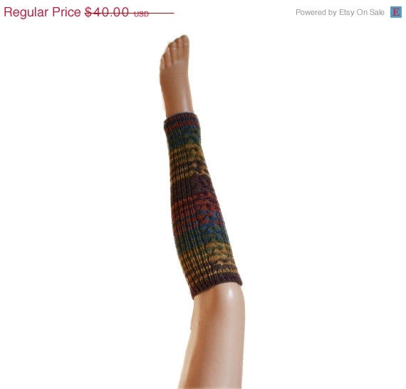 ON SALE Striped Leg Warmers Cable Knit in Multicolor - Winter Fall Fashion - Teens Women Accessories
