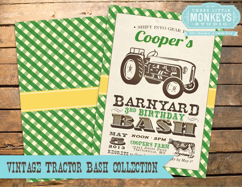 Vintage Tractor Collection - Invitation PLUS 17 Items